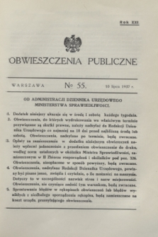 Obwieszczenia Publiczne. R.21, № 55 (10 lipca 1937)