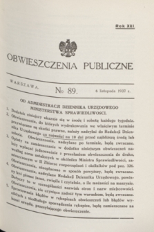 Obwieszczenia Publiczne. R.21, № 89 (6 listopada 1937)