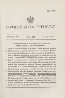 Obwieszczenia Publiczne. R.22, № 10 (5 lutego 1938)