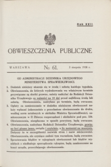 Obwieszczenia Publiczne. R.22, № 61 (3 sierpnia 1938)