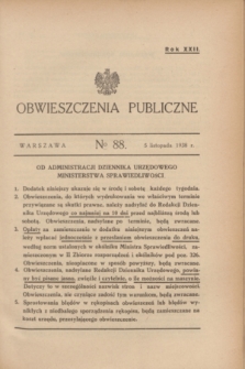 Obwieszczenia Publiczne. R.22, № 88 (5 listopada 1938)
