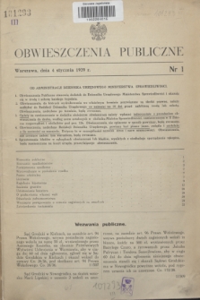 Obwieszczenia Publiczne. 1939, nr 1 (4 stycznia)