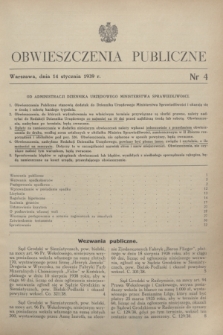 Obwieszczenia Publiczne. 1939, nr 4 (14 stycznia)