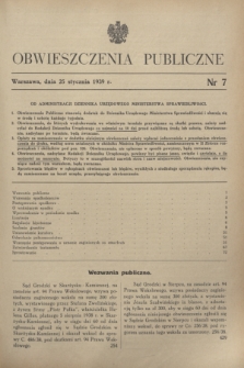 Obwieszczenia Publiczne. 1939, nr 7 (25 stycznia)