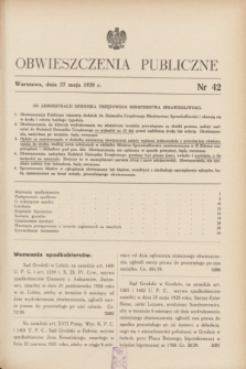 Obwieszczenia Publiczne. 1939, nr 42 (27 maja)