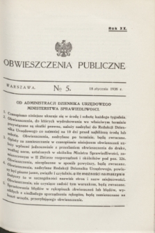 Obwieszczenia Publiczne. R.20, № 5 (18 stycznia 1936)