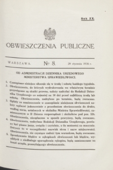 Obwieszczenia Publiczne. R.20, № 8 (29 stycznia 1936)