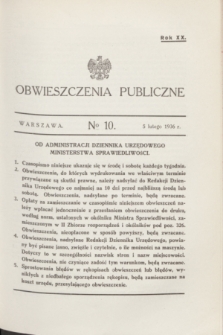 Obwieszczenia Publiczne. R.20, № 10 (5 lutego 1936)