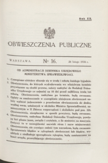 Obwieszczenia Publiczne. R.20, № 16 (26 lutego 1936)