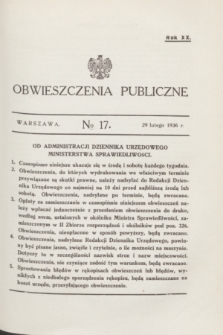 Obwieszczenia Publiczne. R.20, № 17 (29 lutego 1936)