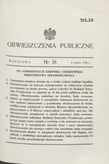 Obwieszczenia Publiczne. R.20, № 18 (4 marca 1936)