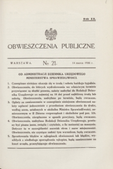 Obwieszczenia Publiczne. R.20, № 21 (14 marca 1936)