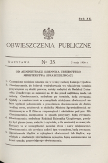 Obwieszczenia Publiczne. R.20, № 35 (2 maja 1936)
