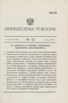 Obwieszczenia Publiczne. R.20, № 42 (27 maja 1936)