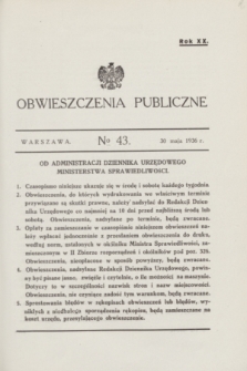 Obwieszczenia Publiczne. R.20, № 43 (30 maja 1936)