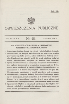 Obwieszczenia Publiczne. R.20, № 48 (17 czerwca 1936)
