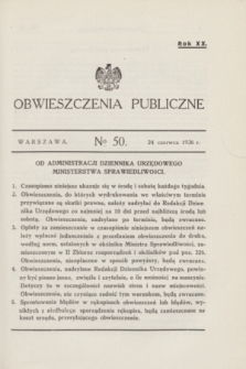 Obwieszczenia Publiczne. R.20, № 50 (24 czerwca 1936)