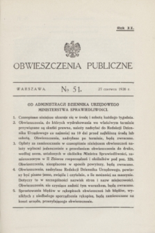 Obwieszczenia Publiczne. R.20, № 51 (27 czerwca 1936)
