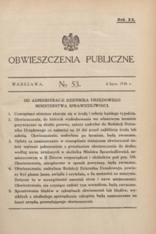 Obwieszczenia Publiczne. R.20, № 53 (4 lipca 1936)