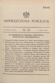 Obwieszczenia Publiczne. R.20, № 54 (8 lipca 1936)