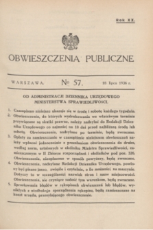 Obwieszczenia Publiczne. R.20, № 57 (18 lipca 1936)