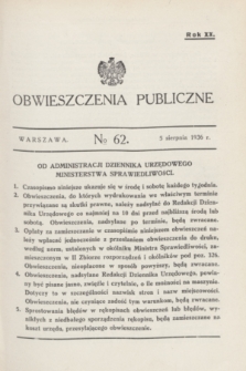 Obwieszczenia Publiczne. R.20, № 62 (5 sierpnia 1936)