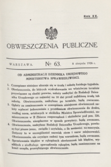Obwieszczenia Publiczne. R.20, № 63 (8 sierpnia 1936)