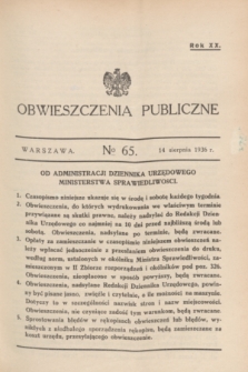 Obwieszczenia Publiczne. R.20, № 65 (14 sierpnia 1936)