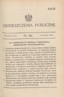 Obwieszczenia Publiczne. R.20, № 66 (19 sierpnia 1936)