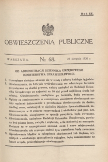 Obwieszczenia Publiczne. R.20, № 68 (26 sierpnia 1936)
