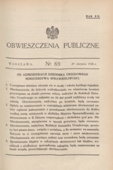 Obwieszczenia Publiczne. R.20, № 69 (29 sierpnia 1936)