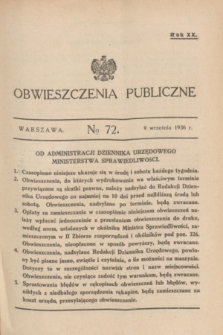 Obwieszczenia Publiczne. R.20, № 72 (9 września 1936)