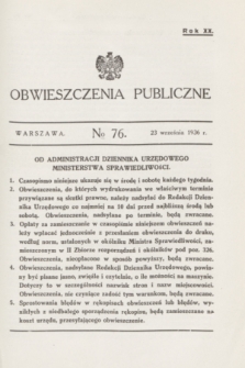 Obwieszczenia Publiczne. R.20, № 76 (23 września 1936)
