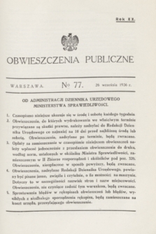 Obwieszczenia Publiczne. R.20, № 77 (26 września 1936)