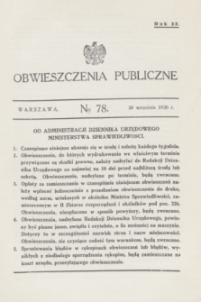 Obwieszczenia Publiczne. R.20, № 78 (30 września 1936)