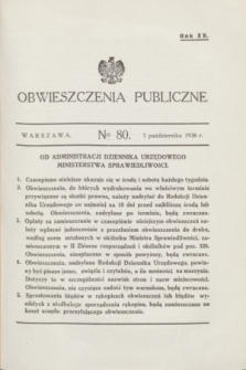 Obwieszczenia Publiczne. R.20, № 80 (7 października 1936)
