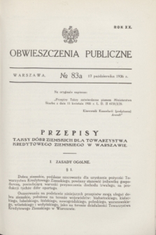 Obwieszczenia Publiczne. R.20, № 83 A (17 październik 1936)