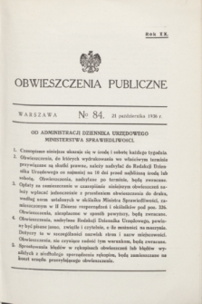 Obwieszczenia Publiczne. R.20, № 84 (21 października 1936)