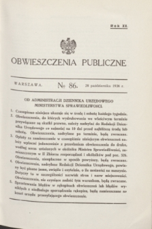 Obwieszczenia Publiczne. R.20, № 86 (28 października 1936)