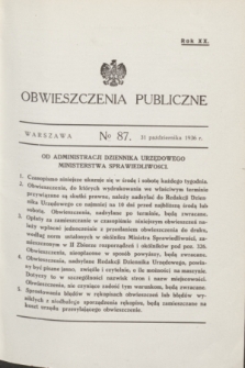 Obwieszczenia Publiczne. R.20, № 87 (31 października 1936)