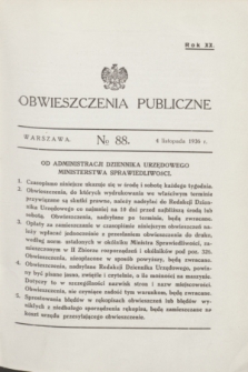 Obwieszczenia Publiczne. R.20, № 88 (4 listopada 1936)