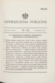 Obwieszczenia Publiczne. R.20, № 93 (21 listopada 1936)