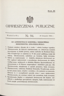 Obwieszczenia Publiczne. R.20, № 94 (25 listopada 1936)