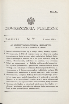 Obwieszczenia Publiczne. R.20, № 96 (2 grudnia 1936)