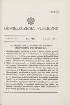 Obwieszczenia Publiczne. R.20, № 98 (9 grudnia 1936)