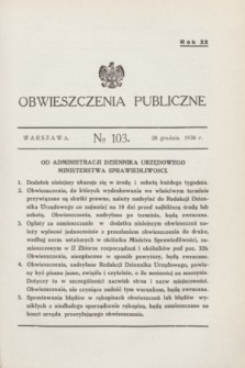 Obwieszczenia Publiczne. R.20, № 103 (28 grudnia 1936)