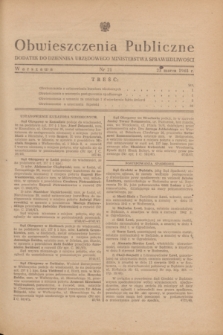 Obwieszczenia Publiczne : dodatek do Dziennika Urzędowego Ministerstwa Sprawiedliwości. 1948, nr 21 (23 marca)