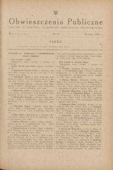 Obwieszczenia Publiczne : dodatek do Dziennika Urzędowego Ministerstwa Sprawiedliwości. 1948, nr 29 (26 maja)