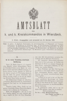 Amtsblatt des k. und k. Kreiskommandos in Wierzbnik. 1915, Stück 2 (15 Oktober)