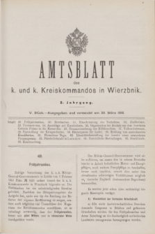 Amtsblatt des k. und k. Kreiskommandos in Wierzbnik. Jg.2, Stück 5 (20 März 1916)